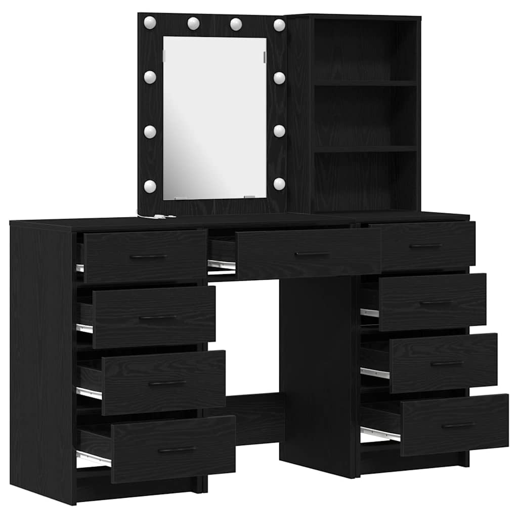 Makiažo stalas 3 pcs Juoda 40 x 41 x 135 cm Apdirbta mediena