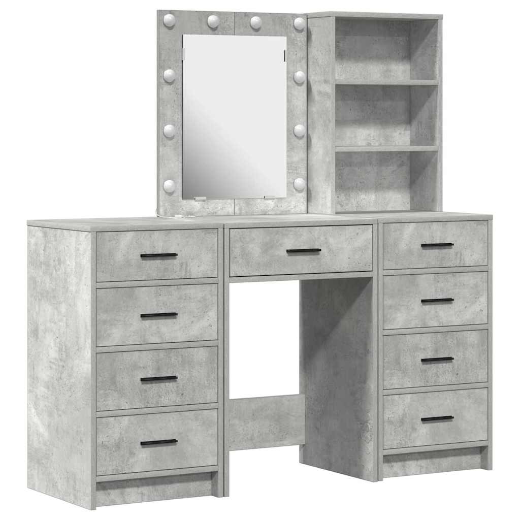 Makiažo stalas 3 pcs Pilka 40 x 41 x 135 cm Apdirbta mediena
