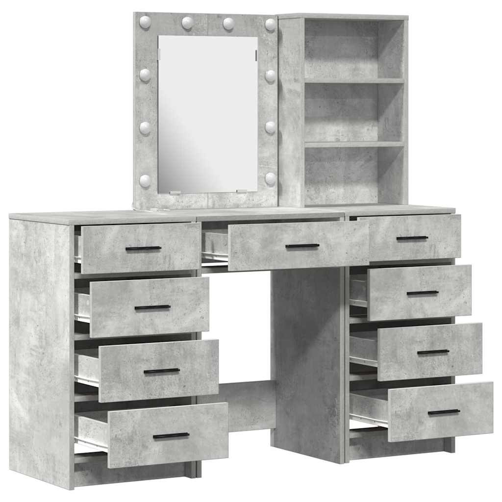 Makiažo stalas 3 pcs Pilka 40 x 41 x 135 cm Apdirbta mediena