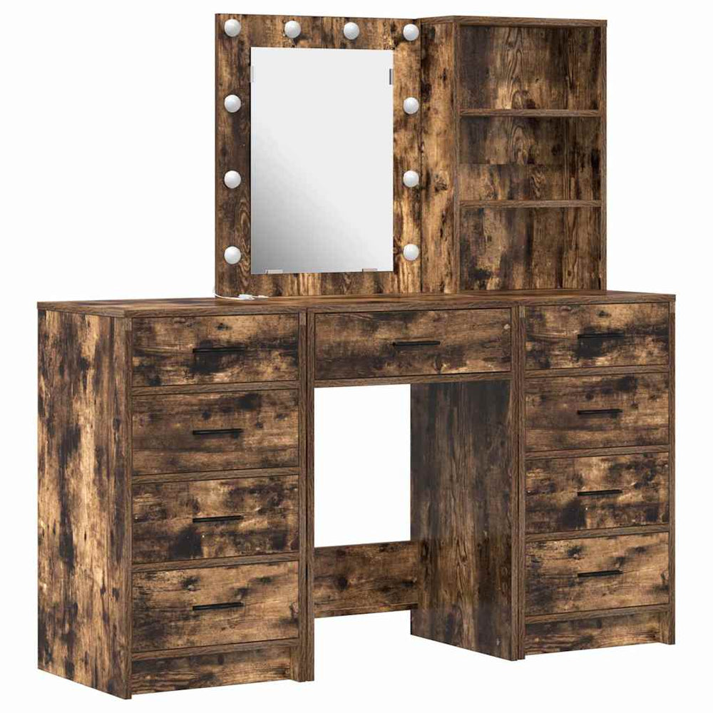 3-piece smoked oak dressing table with LED lighting