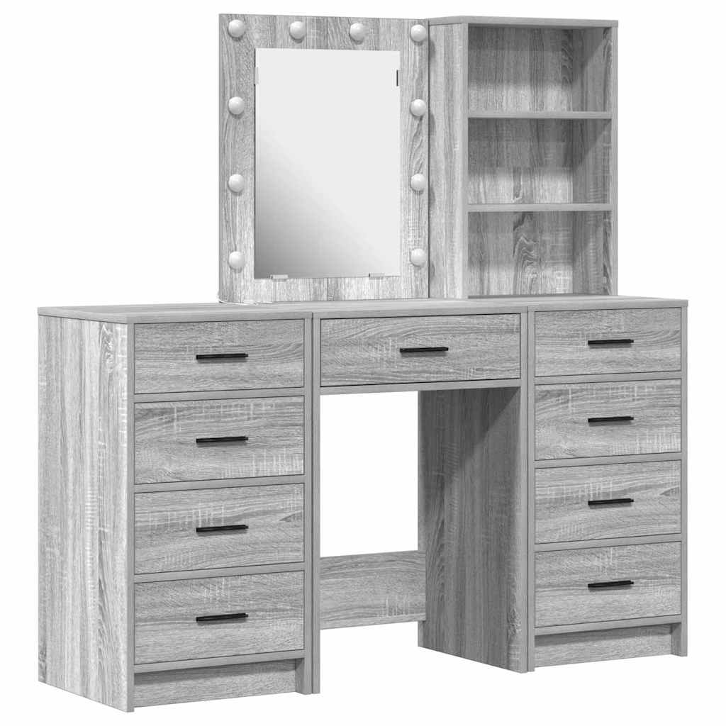 Makiažo stalas 3 pcs Pilka 40 x 41 x 135 cm Apdirbta mediena