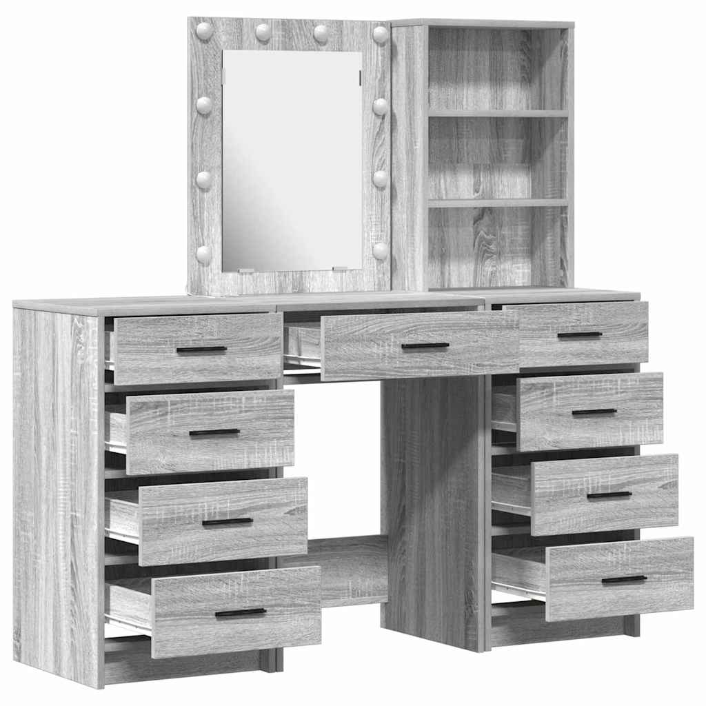 Makiažo stalas 3 pcs Pilka 40 x 41 x 135 cm Apdirbta mediena