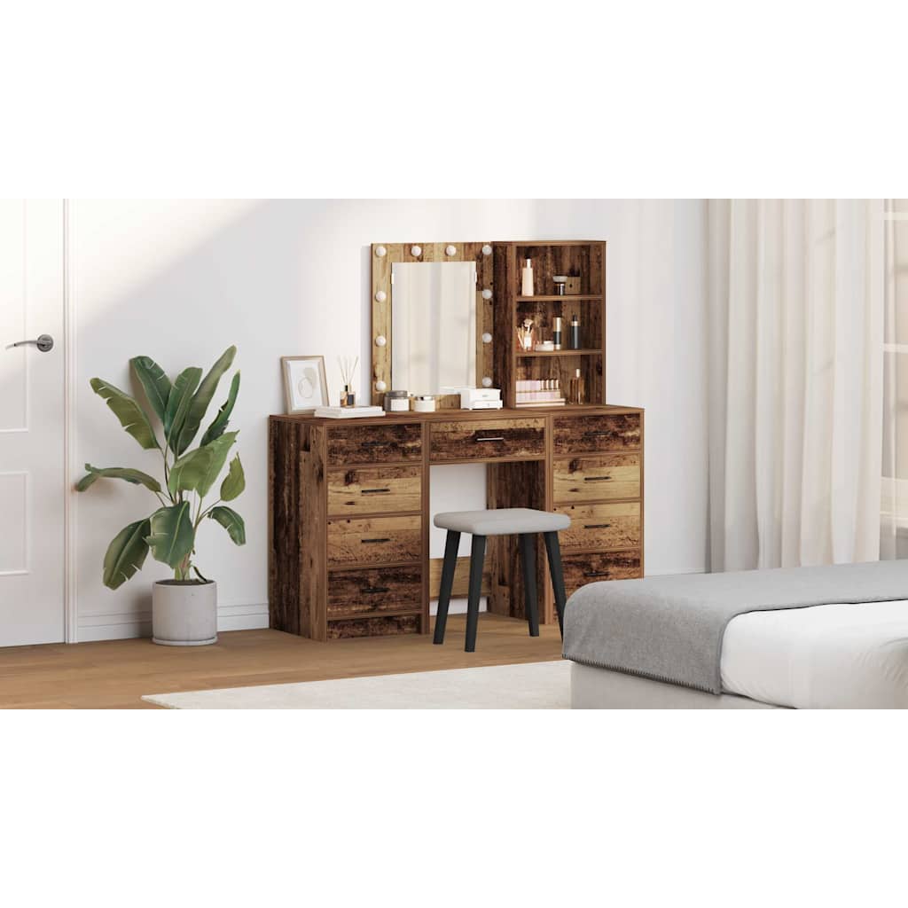 Makiažo stalas 3 pcs Ruda 40 x 41 x 135 cm Apdirbta mediena
