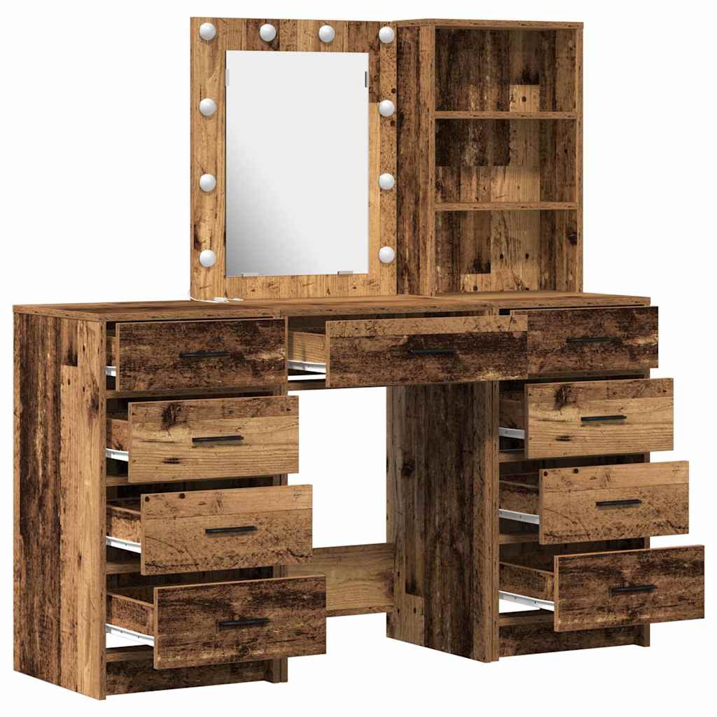 Makiažo stalas 3 pcs Ruda 40 x 41 x 135 cm Apdirbta mediena