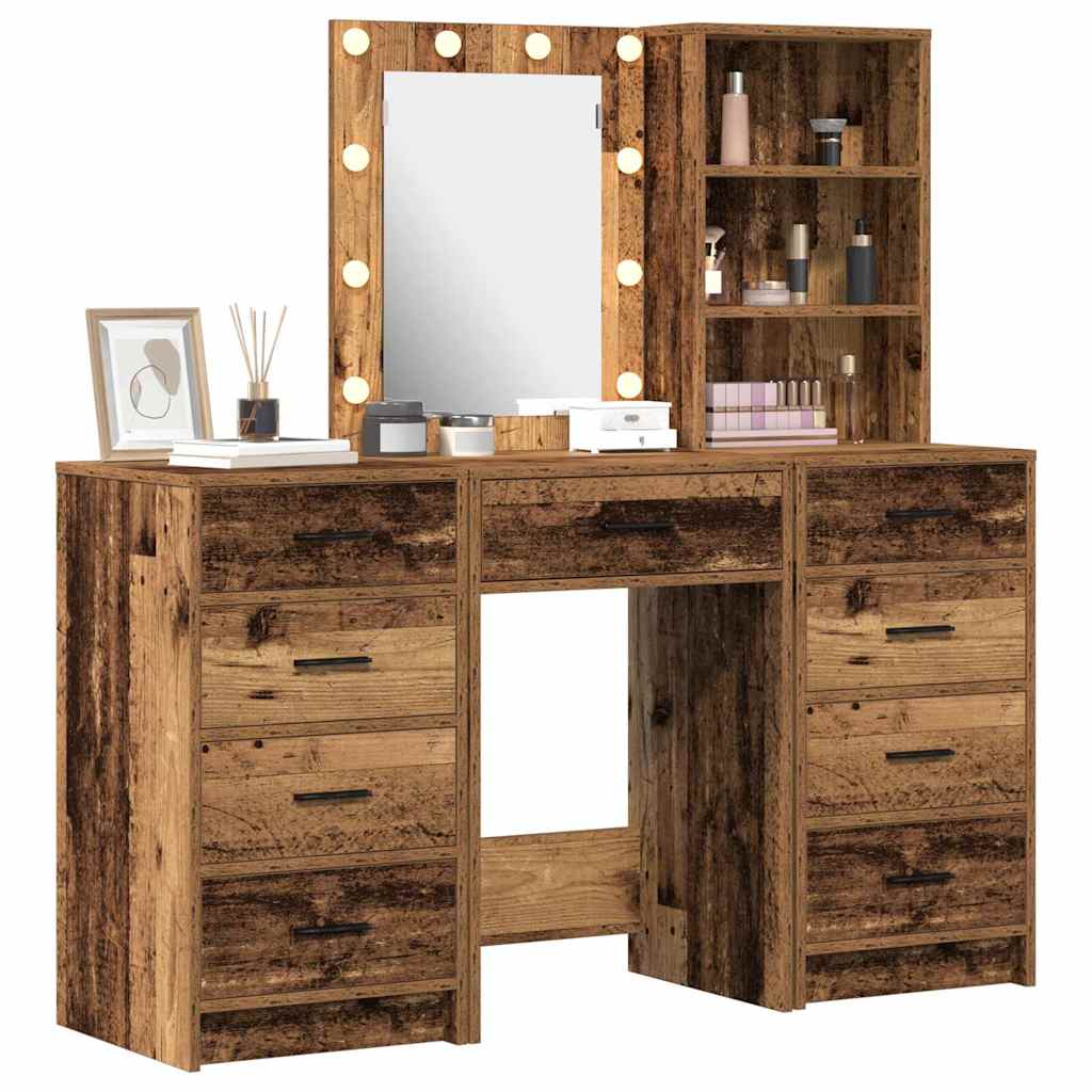 Makiažo stalas 3 pcs Ruda 40 x 41 x 135 cm Apdirbta mediena