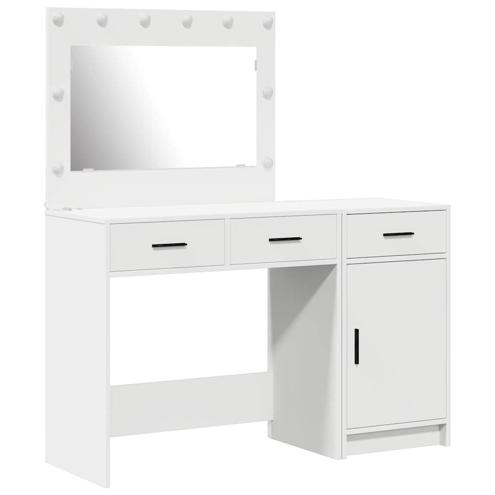2 Pcs. Dressing Table Set with LED White Engineered Wood