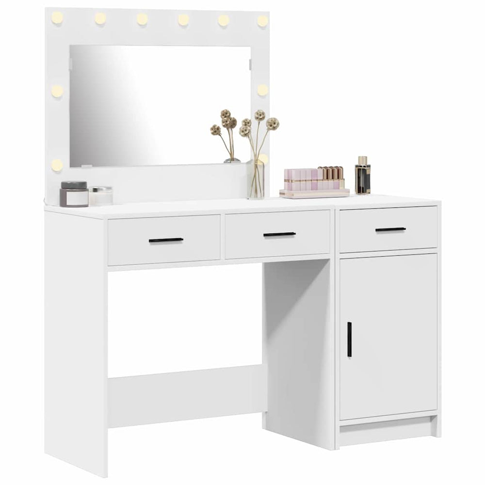 2 Pcs. Dressing Table Set with LED White Engineered Wood