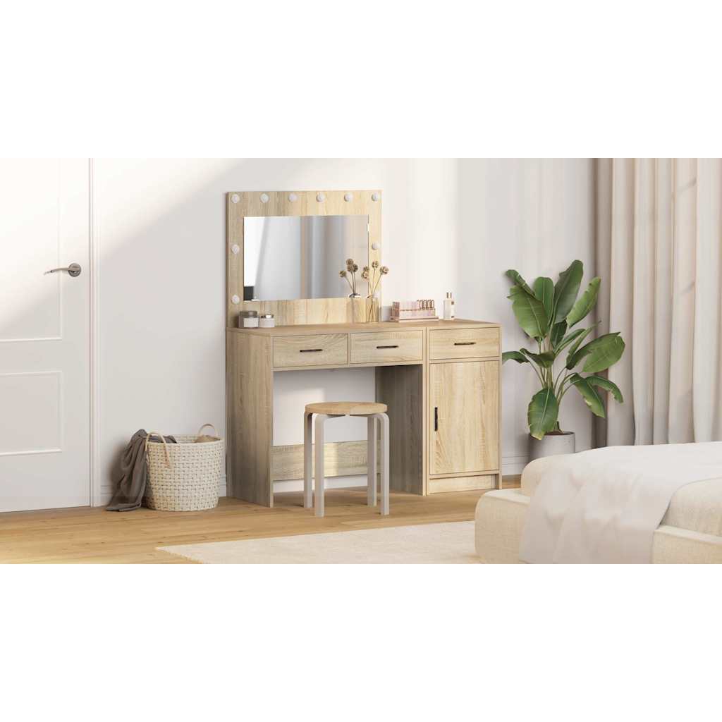 Makeup Table with Drawers 2 pcs Brown Engineered Wood