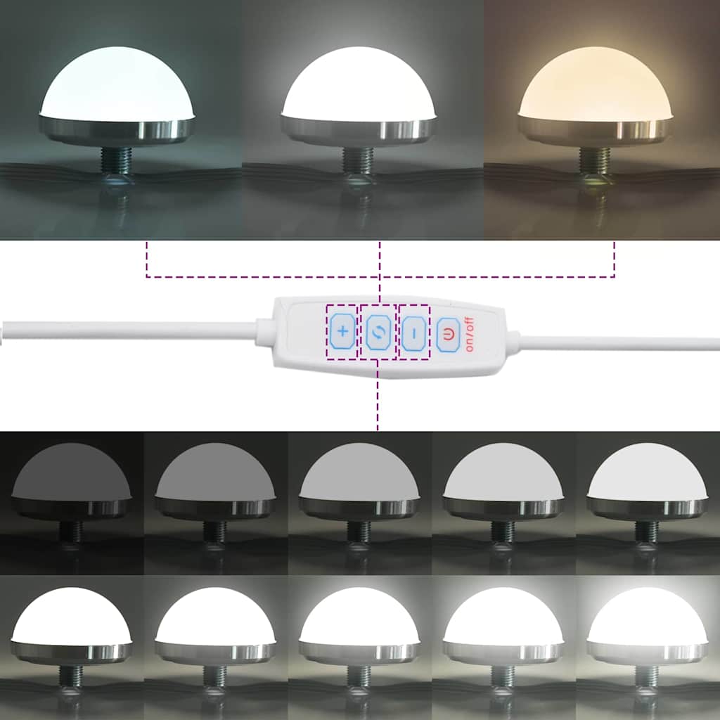 2 dalių tualeto stalo rinkinys su LED juodos inžinerinės medienos