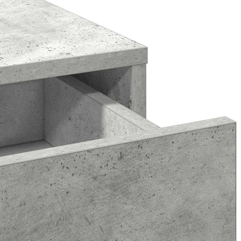 2 dalių kosmetinio stalo rinkinys su LED pilkos spalvos betono dirbtine mediena