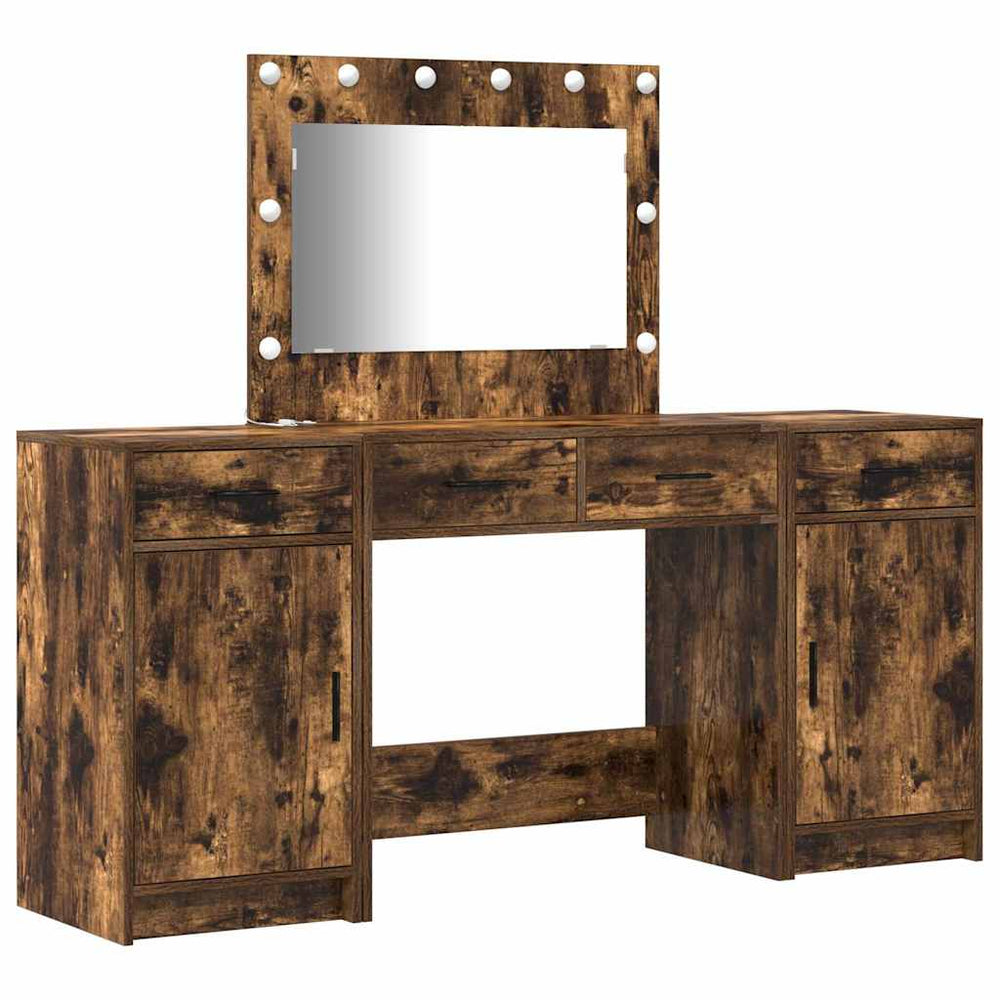 3-Piece Vanity Set with LED in Smoked Oak Finish