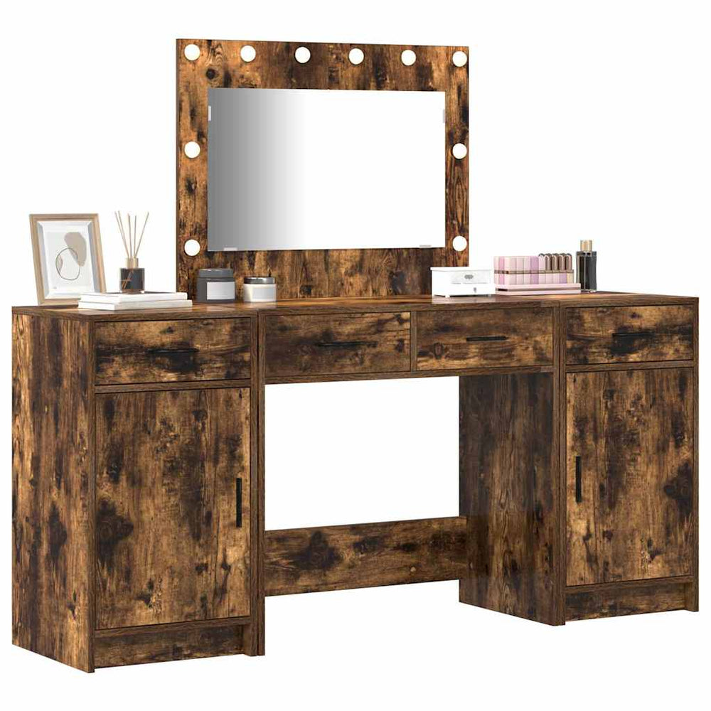3-Piece Vanity Set with LED in Smoked Oak Finish