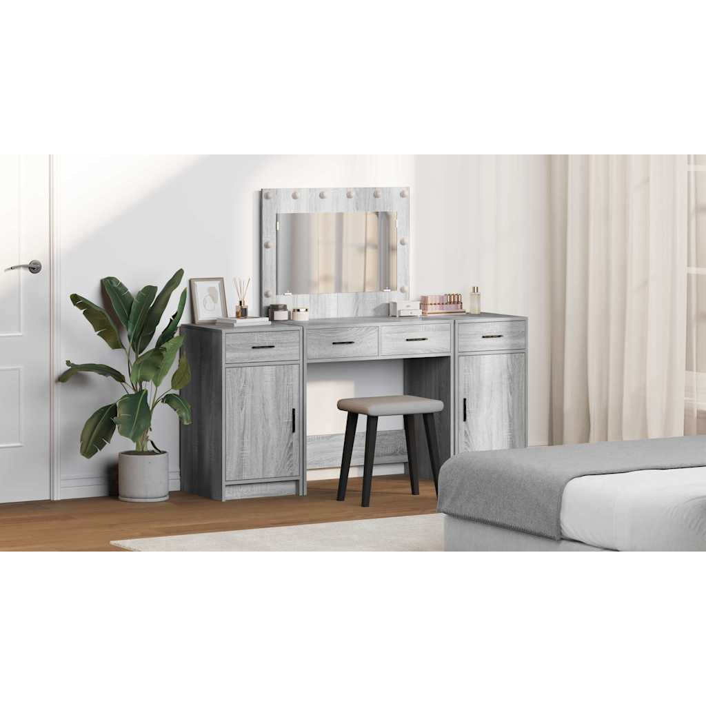 Makiažo stalas 3 pcs Pilka 40 x 41 x 75 cm Apdirbta mediena
