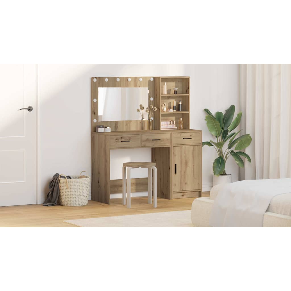 Makeup Table with Drawers 2 pcs Brown Engineered Wood