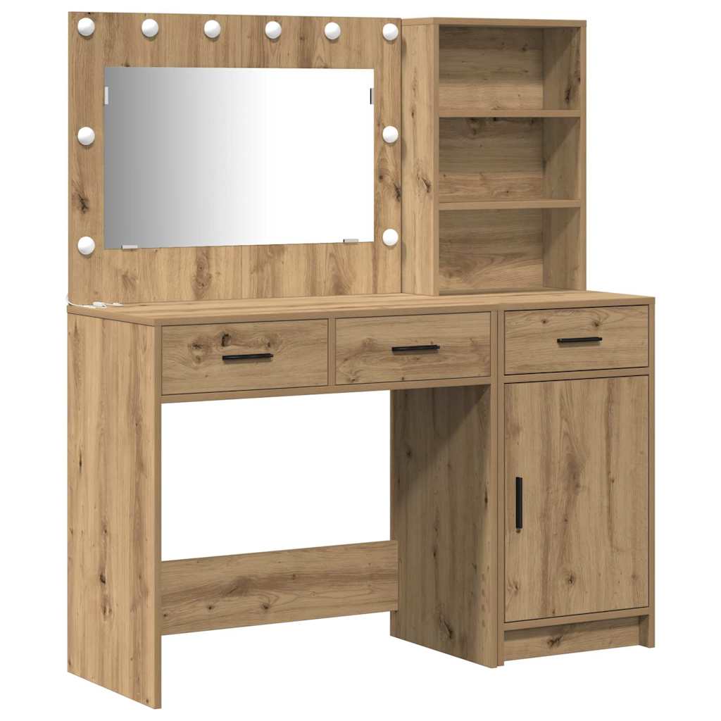 Makeup Table with Drawers 2 pcs Brown Engineered Wood