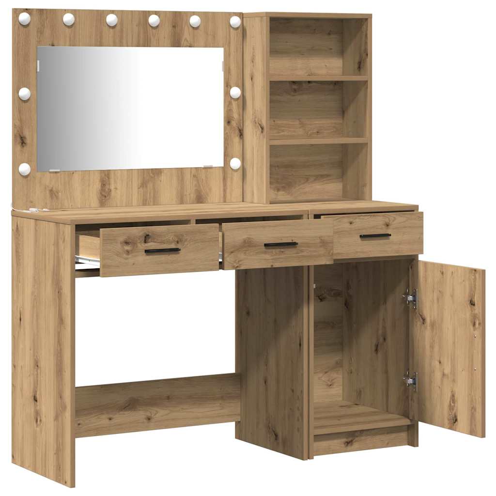 Makeup Table with Drawers 2 pcs Brown Engineered Wood
