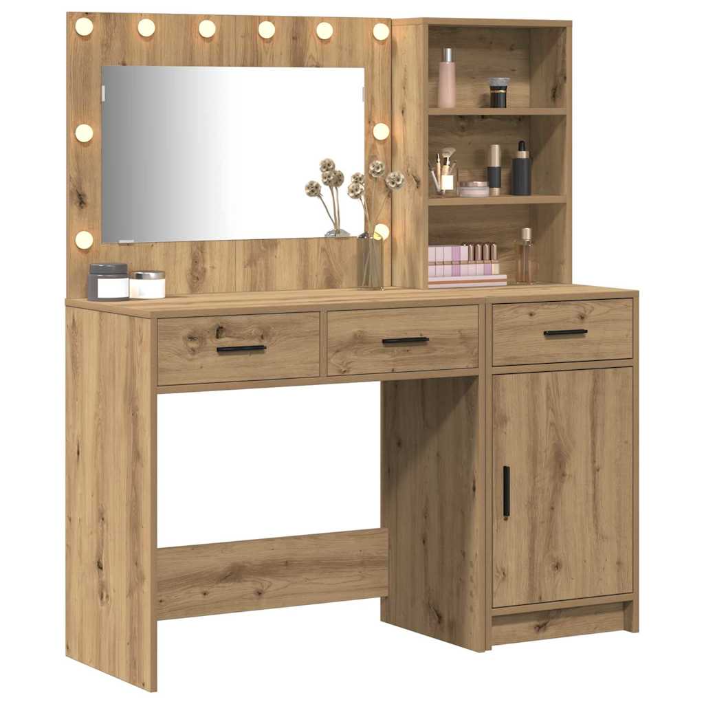 Makeup Table with Drawers 2 pcs Brown Engineered Wood