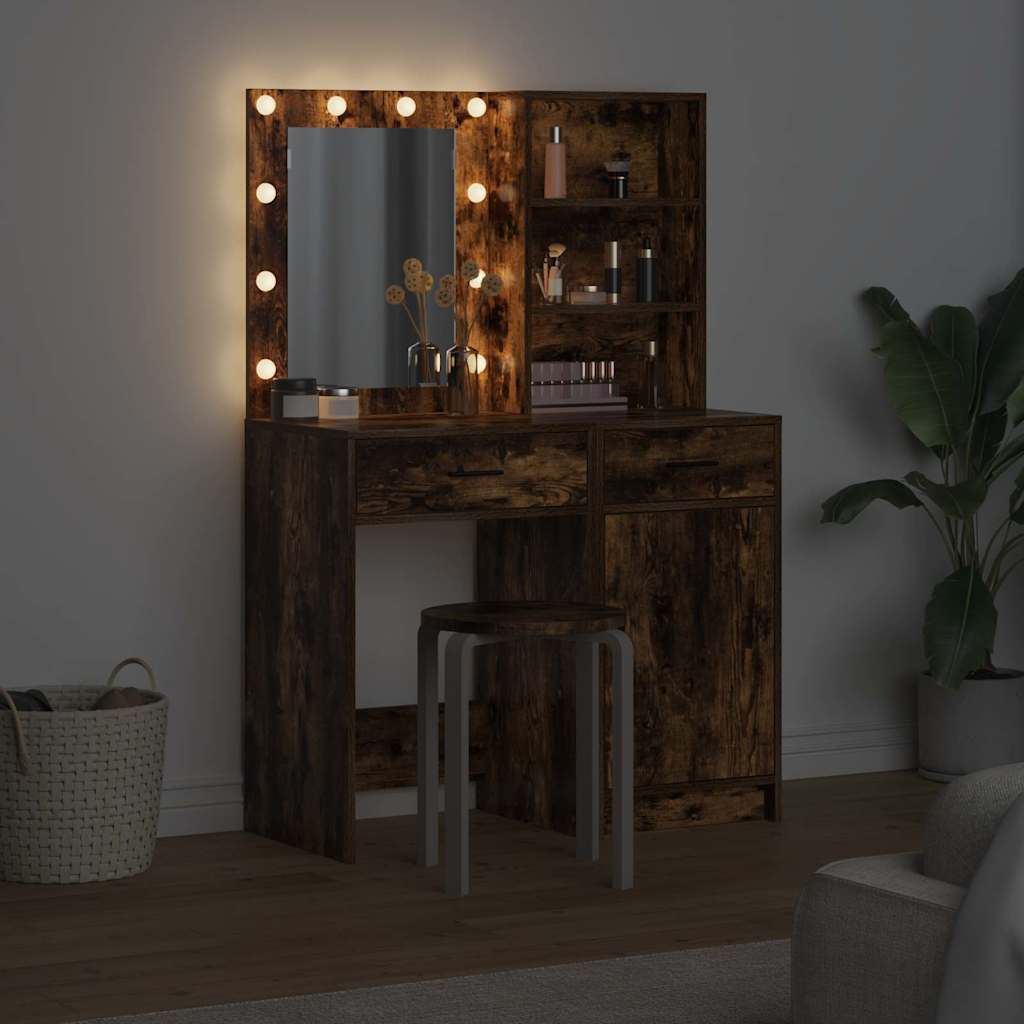 Vanity set 2 pcs Smoked oak 50 x 41 x 135 cm