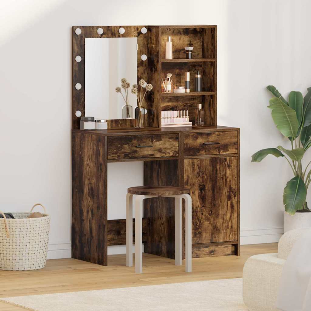 Vanity set 2 pcs Smoked oak 50 x 41 x 135 cm