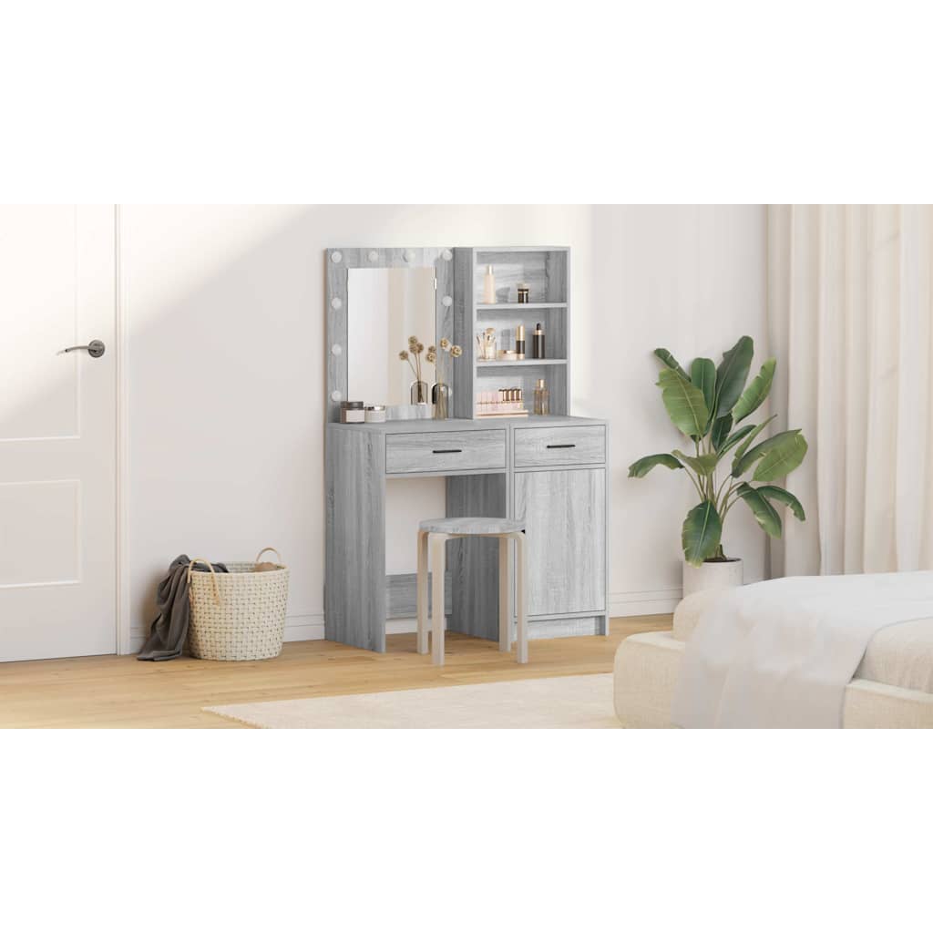 Tualetės rinkinys 2 pcs Pilka sonoma ąžuolo 50 x 41 x 135 cm