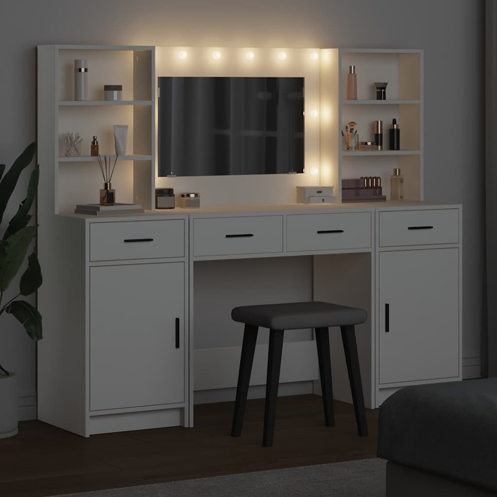 Puošimosi stalo komplektas su LED 3 pcs Balta Apdirbta mediena