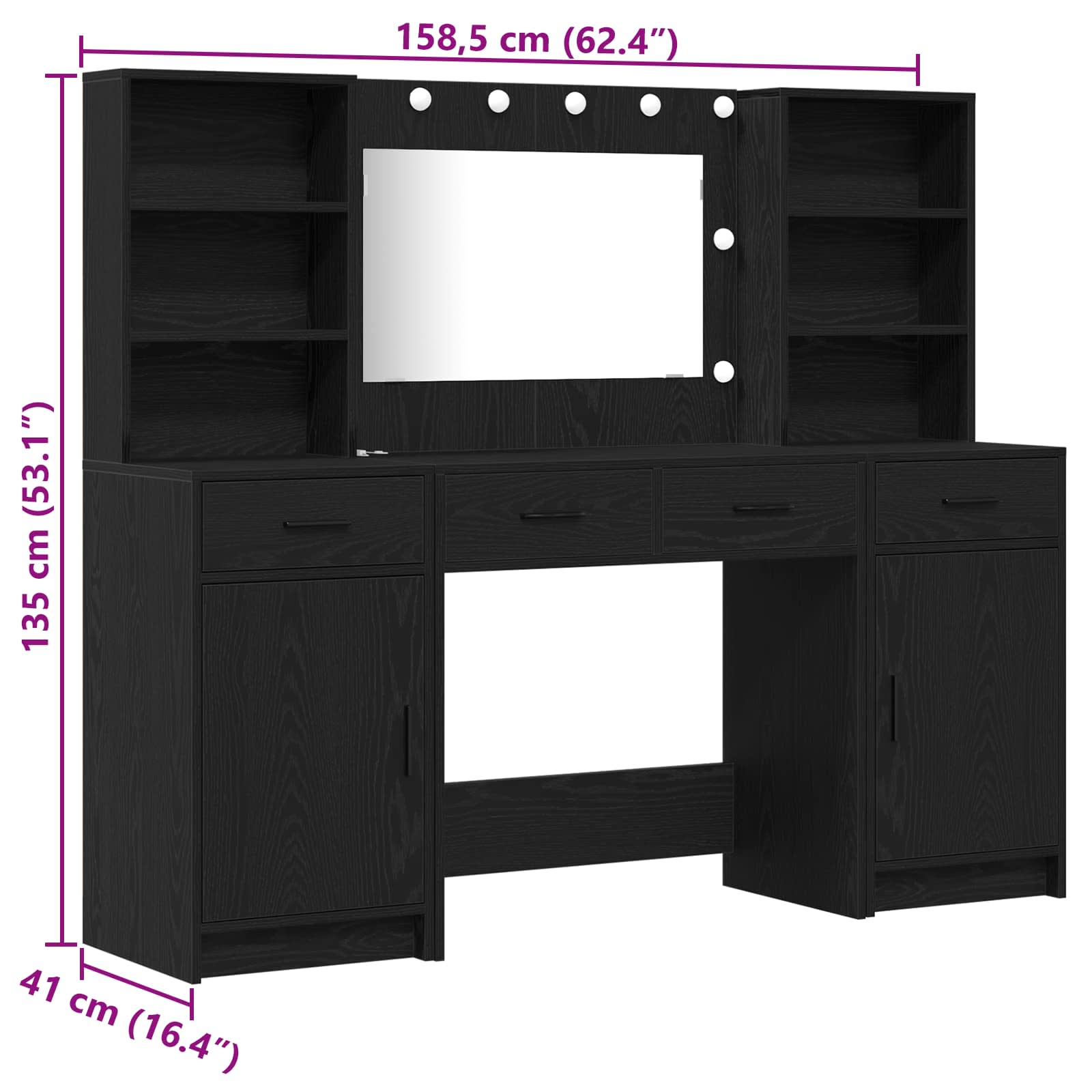 Puošimosi stalo komplektas su LED 3 pcs Juodas ąžuolas