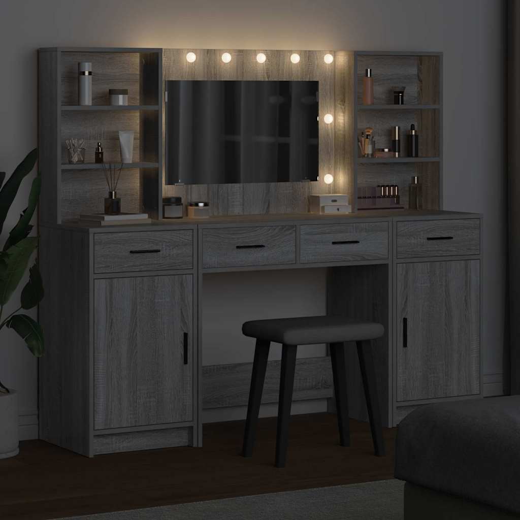Dressing table set 3 pcs Sonoma oak grey 78.5 x 41 x 135 cm