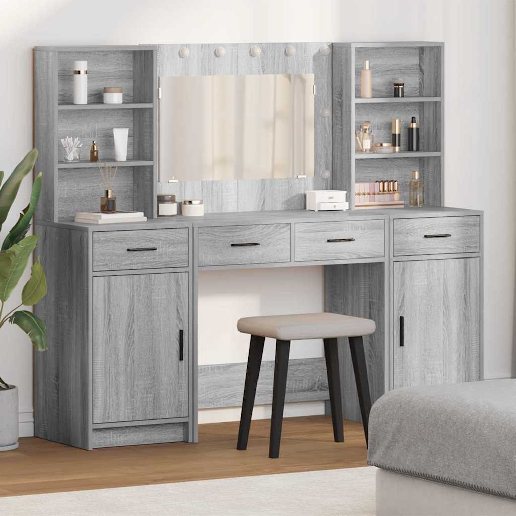 Dressing table set 3 pcs Sonoma oak grey 78.5 x 41 x 135 cm