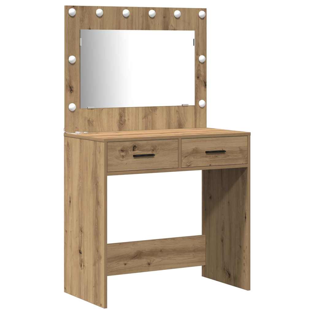 Dressing table set with LED 3 pcs Craftsman oak