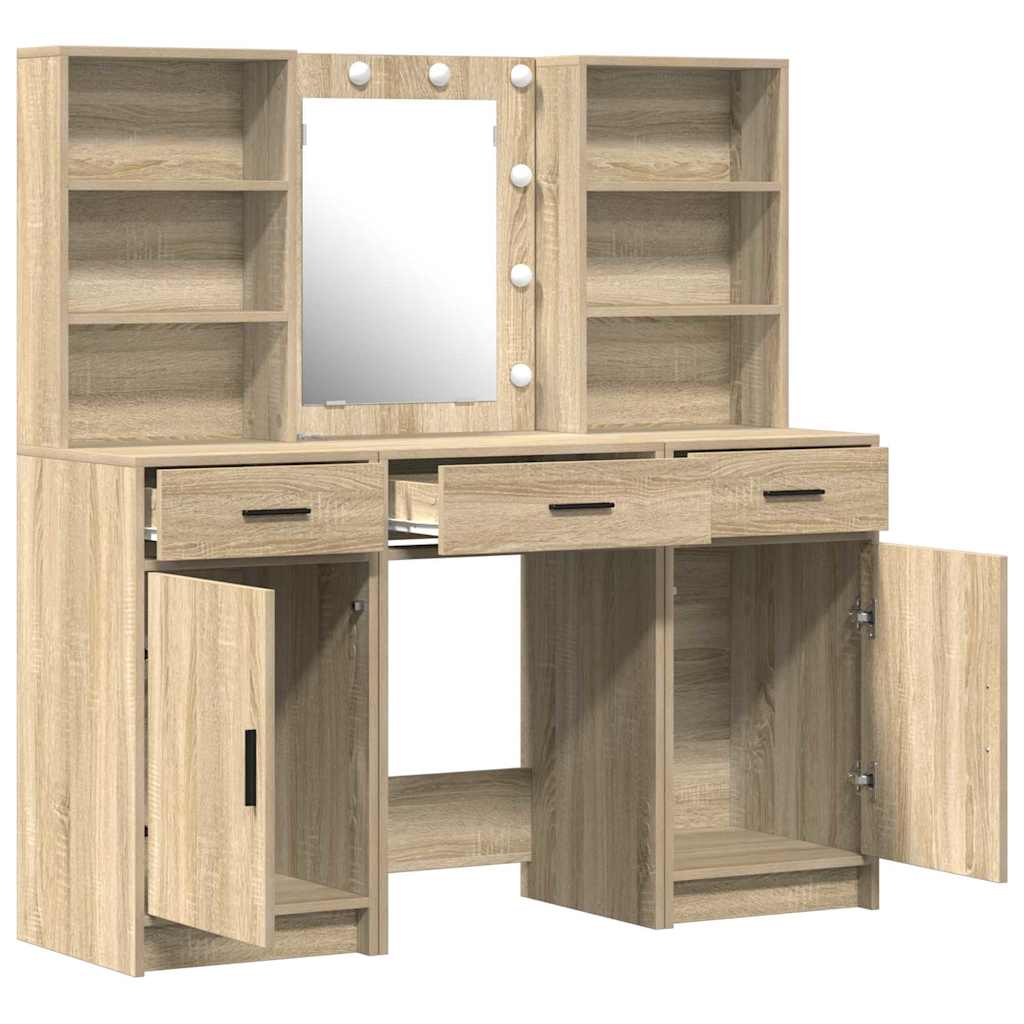 Toaletgaldiņa komplekts ar LED 3 gab. Sonomas ozolkoks