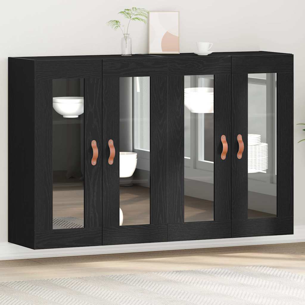 Wall Cabinets 2 pcs Black 69.5x34x90 cm Engineered wood