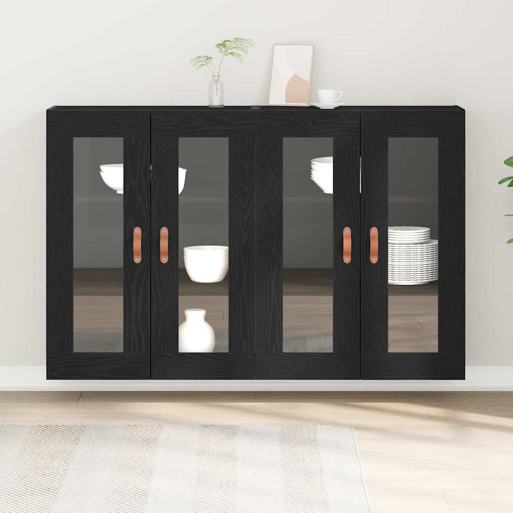 Wall Cabinets 2 pcs Black 69.5x34x90 cm Engineered wood