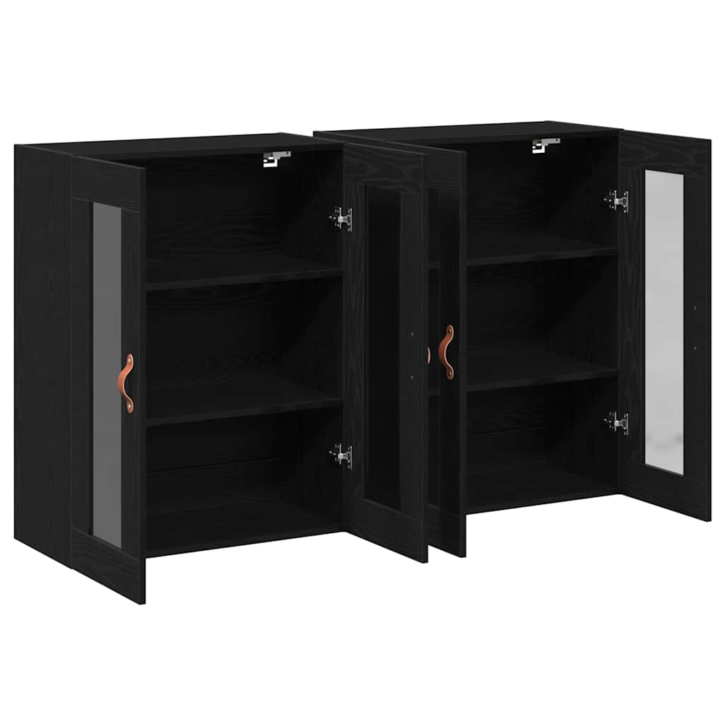 Wall Cabinets 2 pcs Black 69.5x34x90 cm Engineered wood