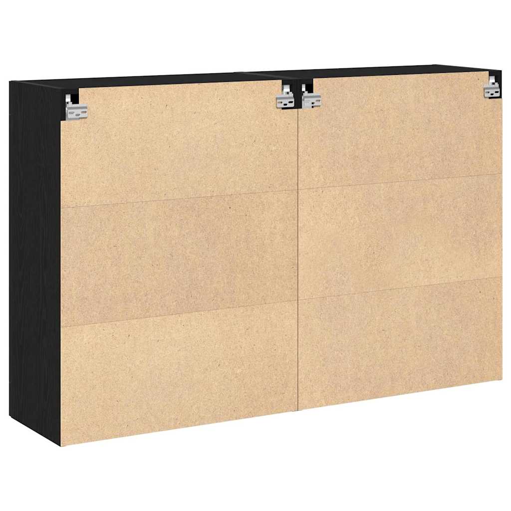 Wall Cabinets 2 pcs Black 69.5x34x90 cm Engineered wood