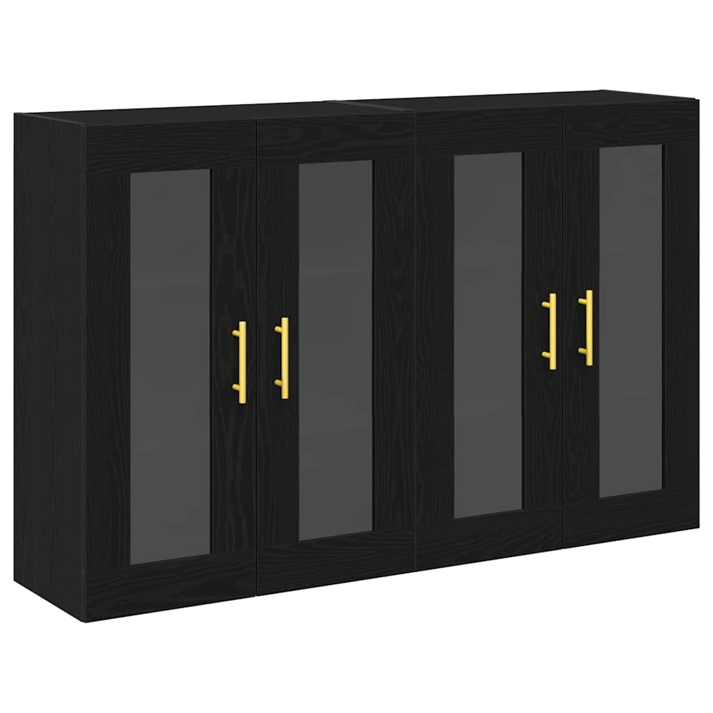 Wall cabinets 2 pcs Black 69.5x34x90 cm Engineered wood
