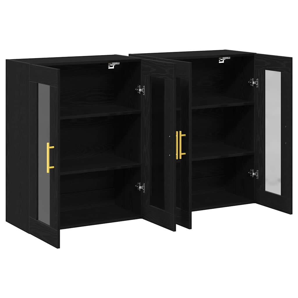 Wall cabinets 2 pcs Black 69.5x34x90 cm Engineered wood