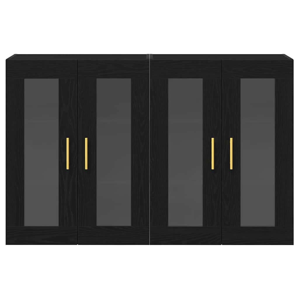 Wall cabinets 2 pcs Black 69.5x34x90 cm Engineered wood