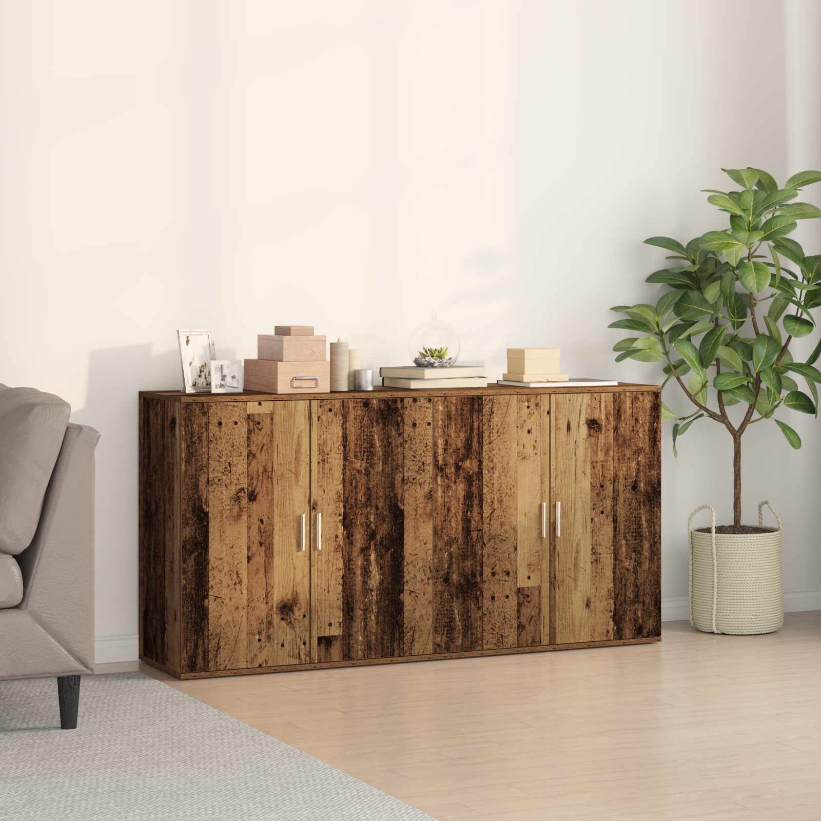 Šoninės spintelės 2 vnt Senas medis 79x38x80 cm Inžinerinė mediena