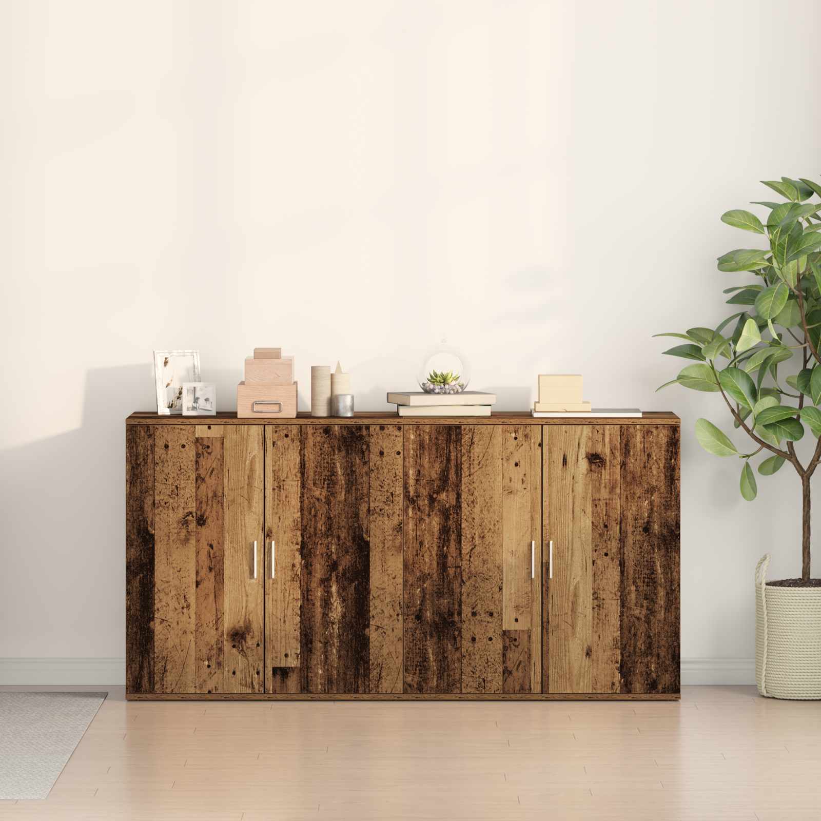 Šoninės spintelės 2 vnt Senas medis 79x38x80 cm Inžinerinė mediena