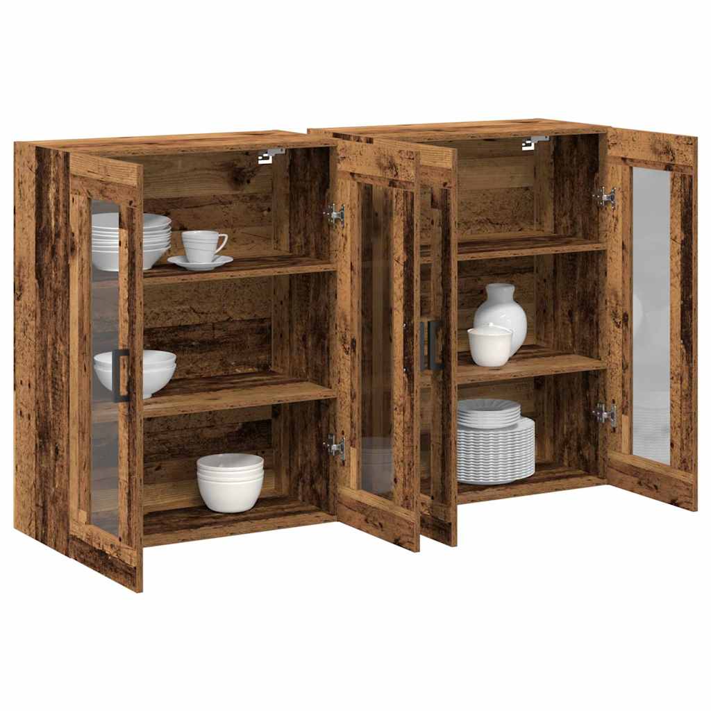 Sienas skapīši 2 gab. Vecs koks 69,5x34x90 cm Inženierijas koksne