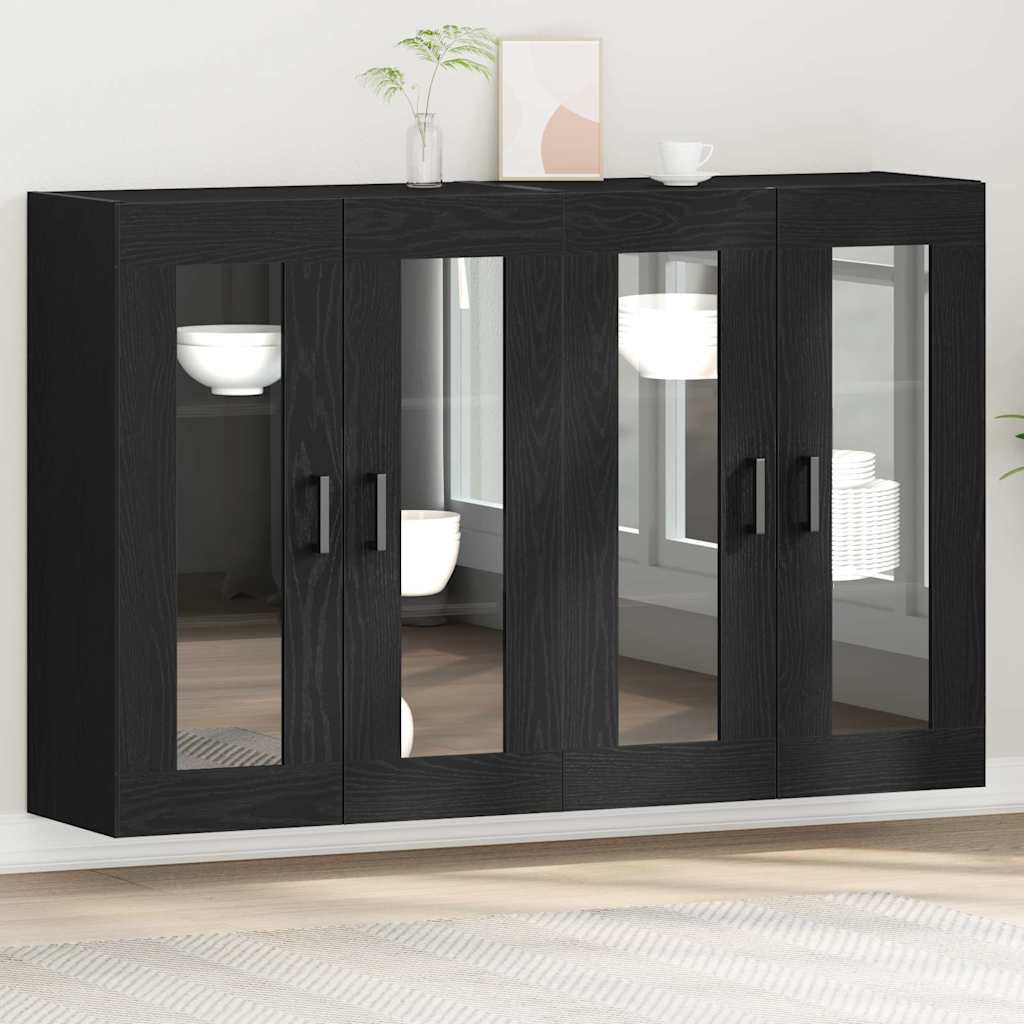 Wall Cabinets 2 pcs Black Oak 69.5x34x90 cm Engineered Wood