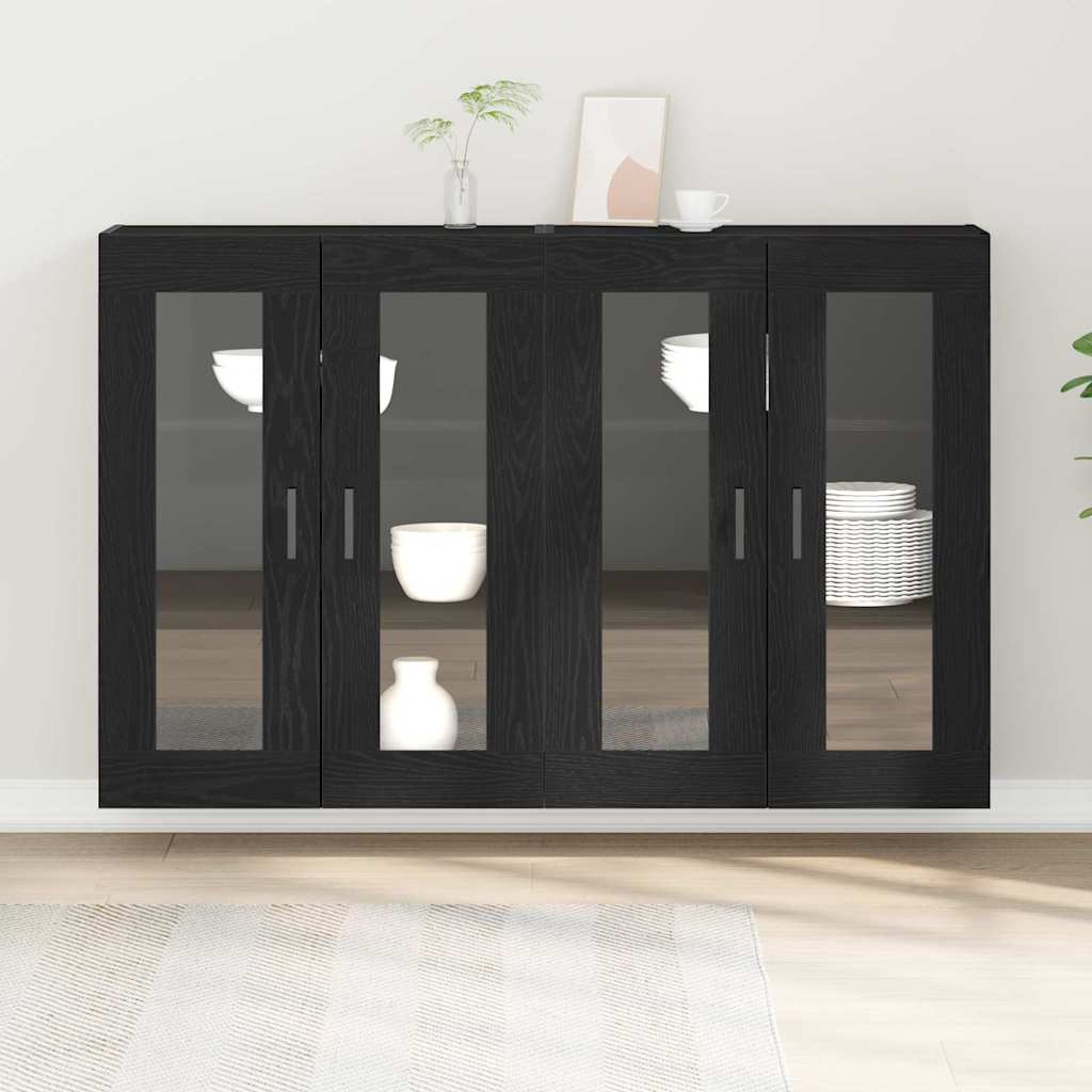 Wall Cabinets 2 pcs Black Oak 69.5x34x90 cm Engineered Wood