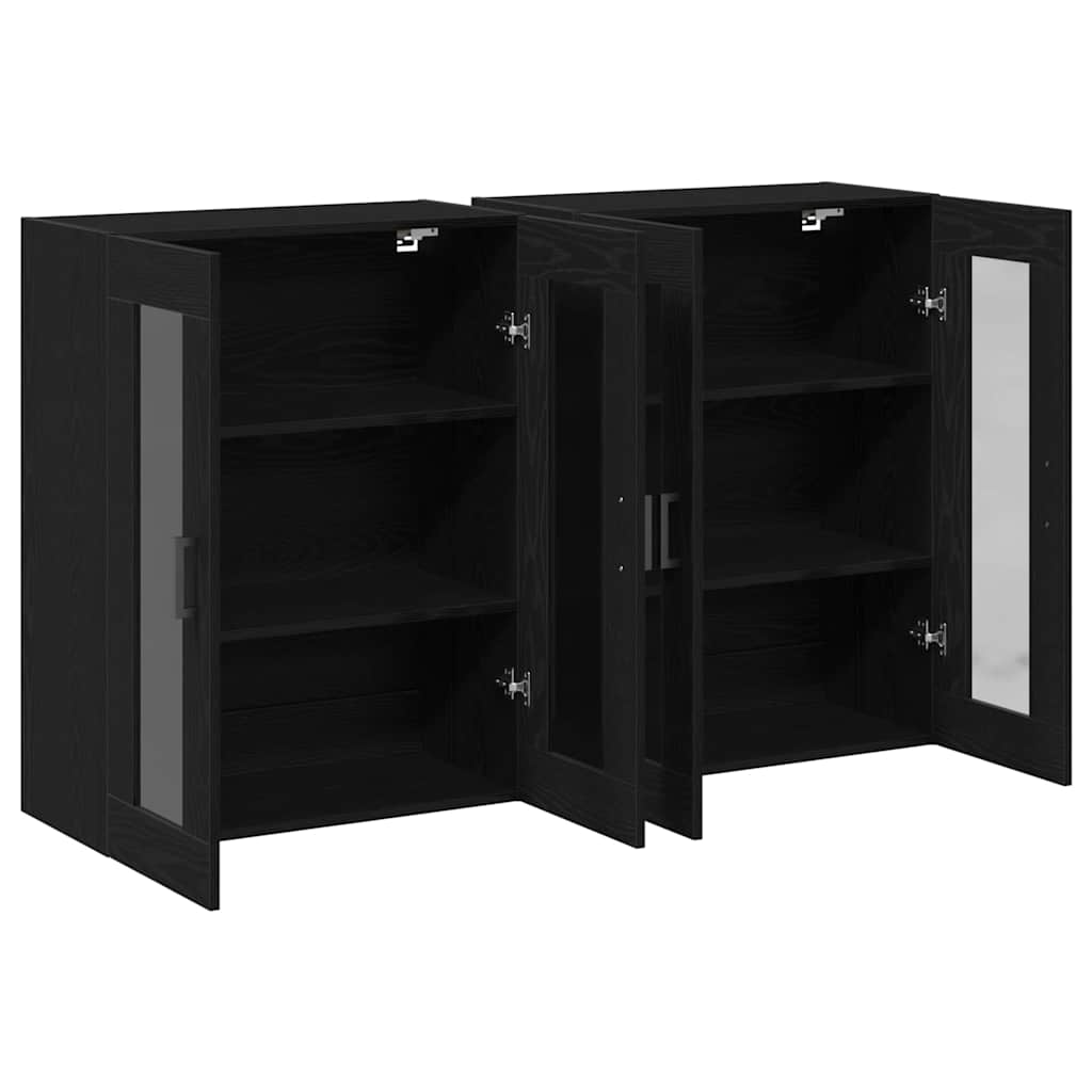 Wall Cabinets 2 pcs Black Oak 69.5x34x90 cm Engineered Wood