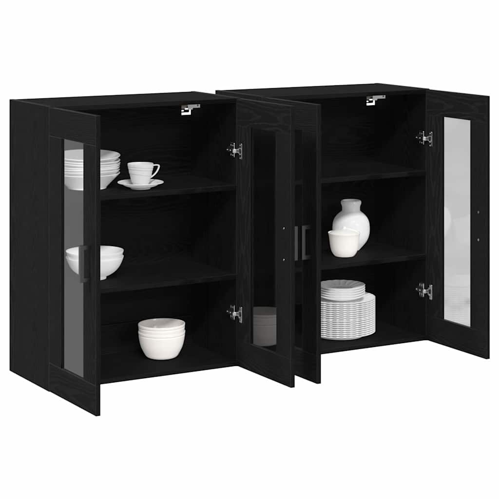 Wall Cabinets 2 pcs Black Oak 69.5x34x90 cm Engineered Wood