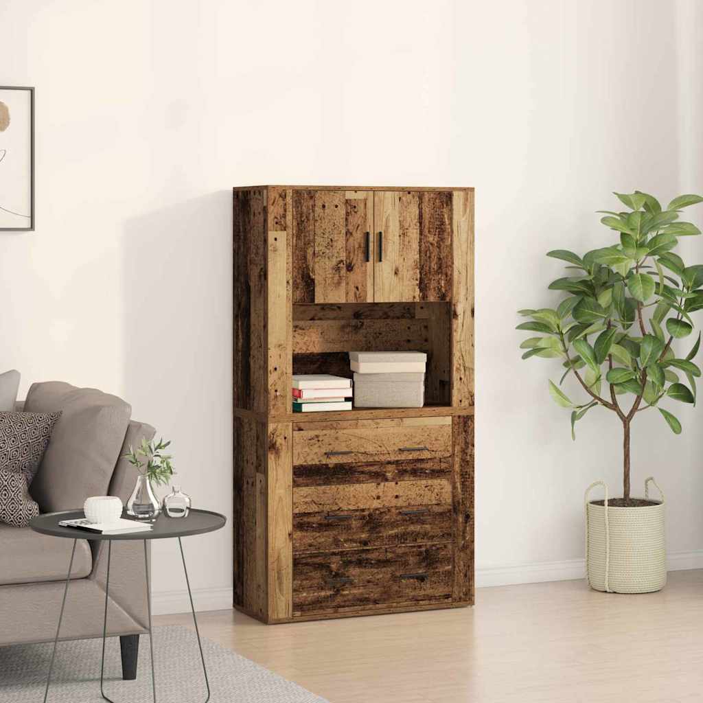 augsts skapis vecs koks 80x33x150 cm inženierijas koksne