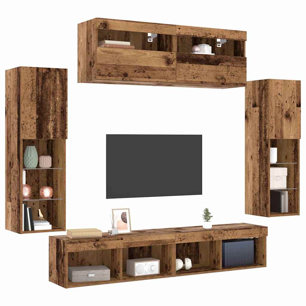 TV spintelių komplektas 6 pcs Sena mediena Apdirbta mediena