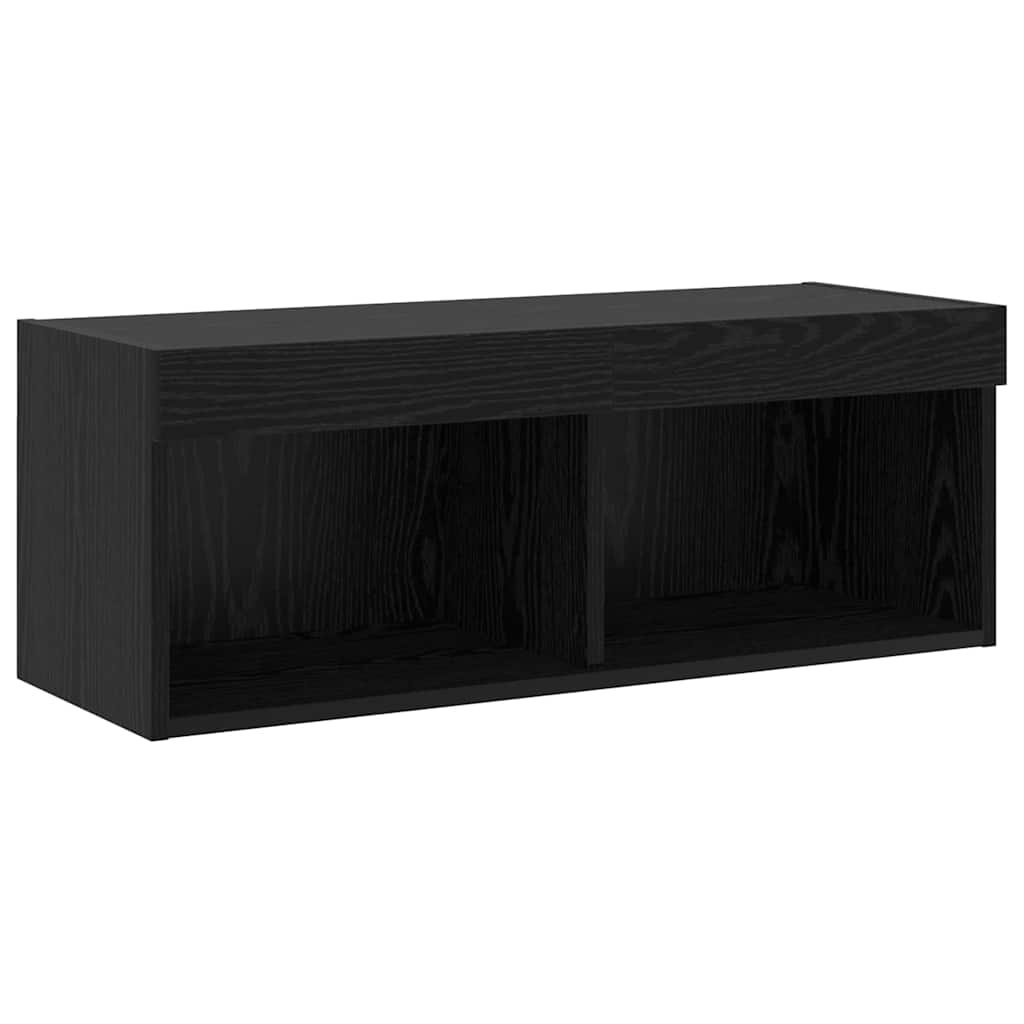 8 dalių TV sienos vienetai su LED Juodasis ąžuolas Inžinerinė mediena