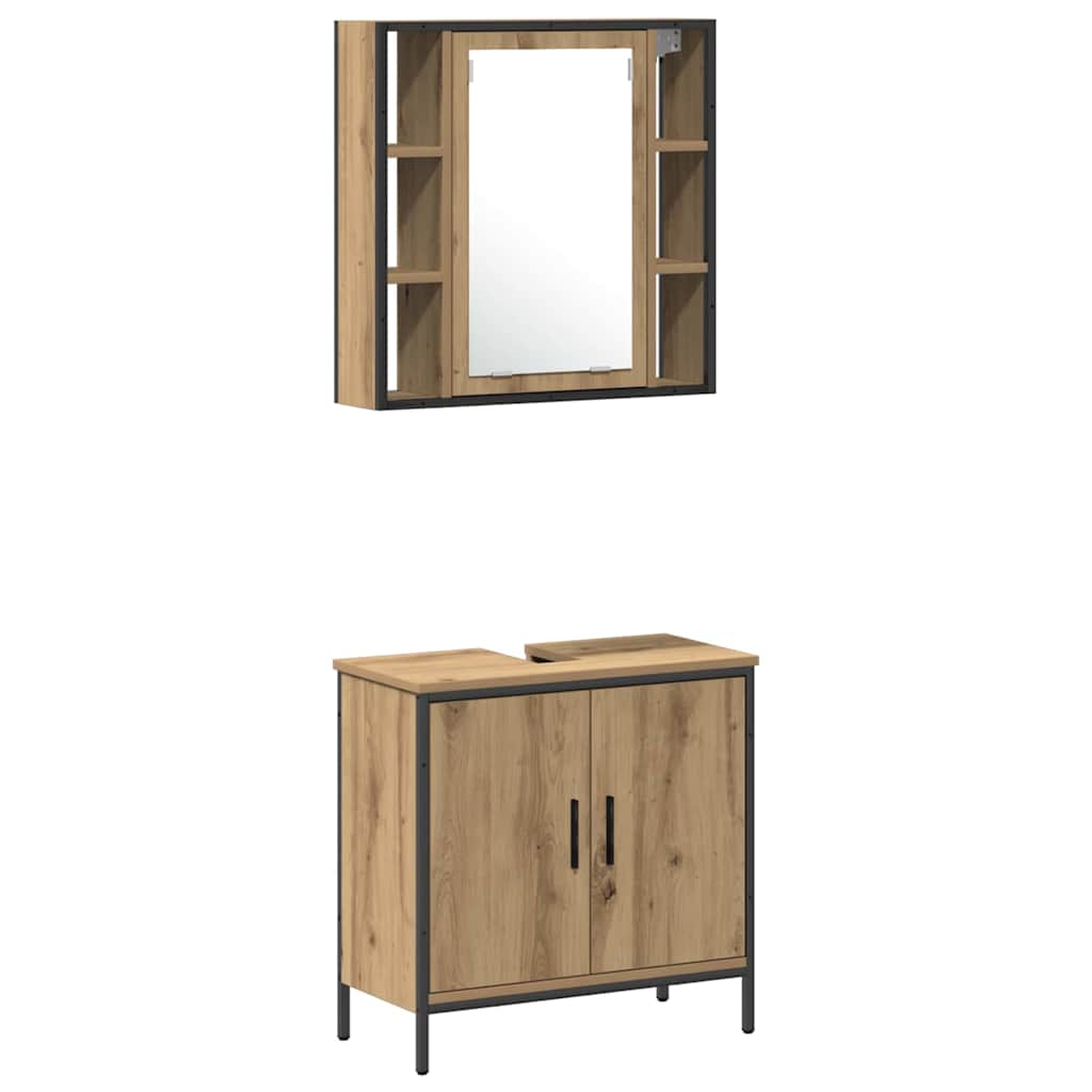 Bathroom Cabinet with Shelf 3 pcs Brown Engineered Wood