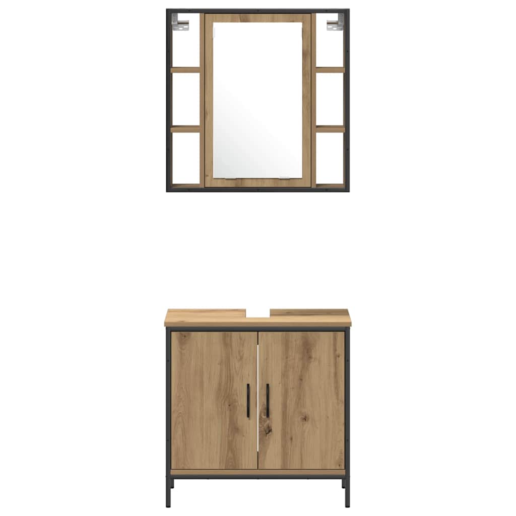 Bathroom Cabinet with Shelf 3 pcs Brown Engineered Wood