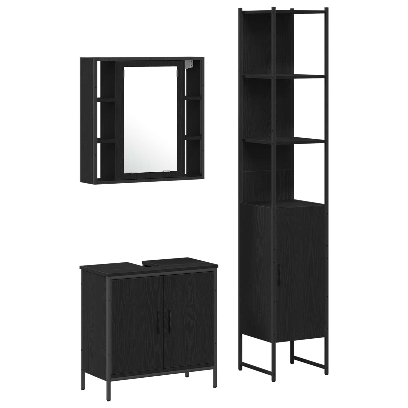 bathroom sink cabinet black oak 60x30x60 cm engineered wood